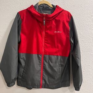 Eddie Bauer Lone Peak Youth Water Resistant Rain Jacket Size L 14/16 Red
